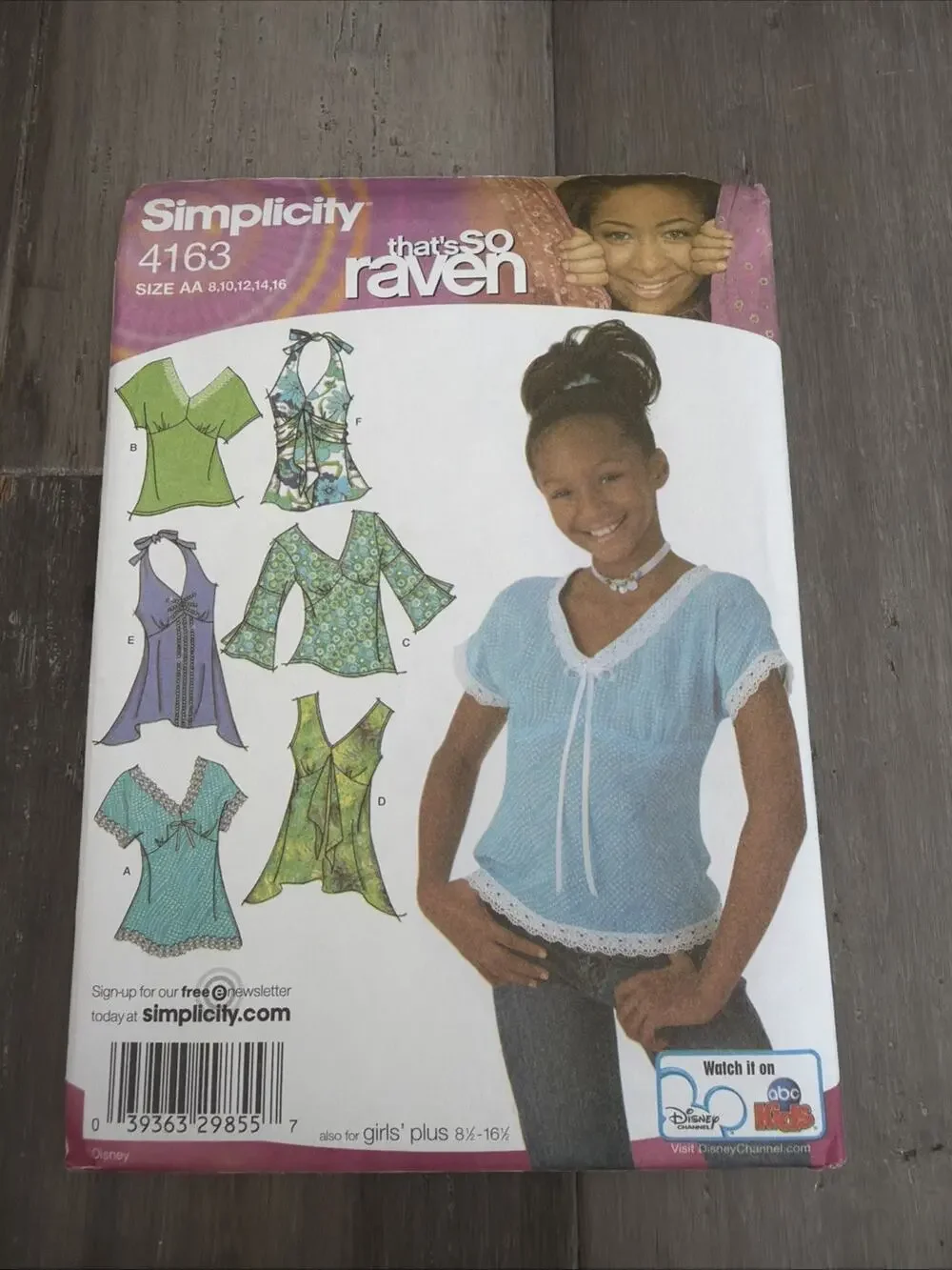 Simplicity 4163 Disney That’s So Raven girls Tops pattern size AA 8-16 Sewing